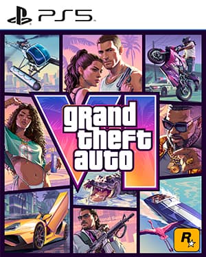 Visuel officiel du Rockstar Store de la boîte PS5 avec code de téléchargement de l’Édition Standard de GTA VI.