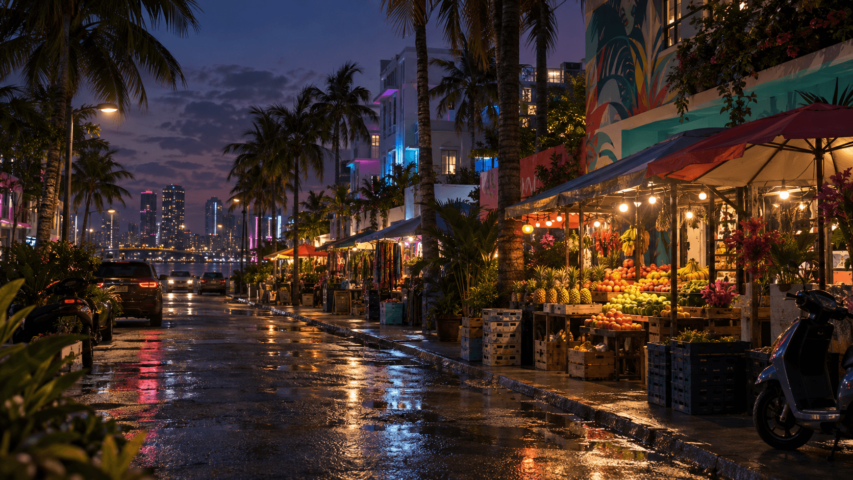 Editorial in-engine-style Vice City street visual used as context for Macacoa 2000; not an official Rockstar screenshot.