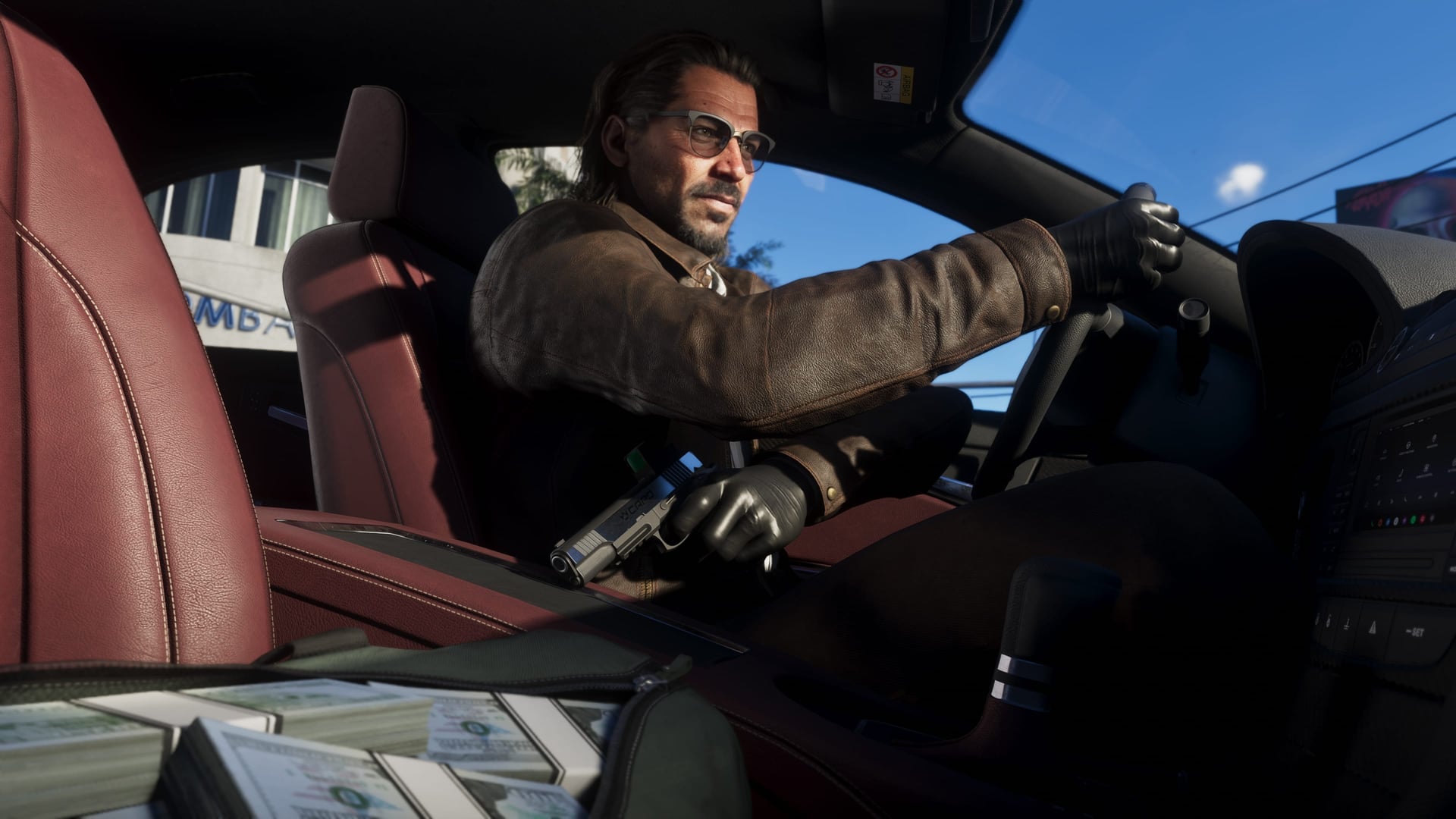 Raúl Bautista al volante de un coche, de su galería oficial de Rockstar.