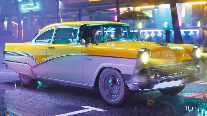 Imagen oficial de GTA VI de Rockstar del Vapid Stanier (1955) de noche.