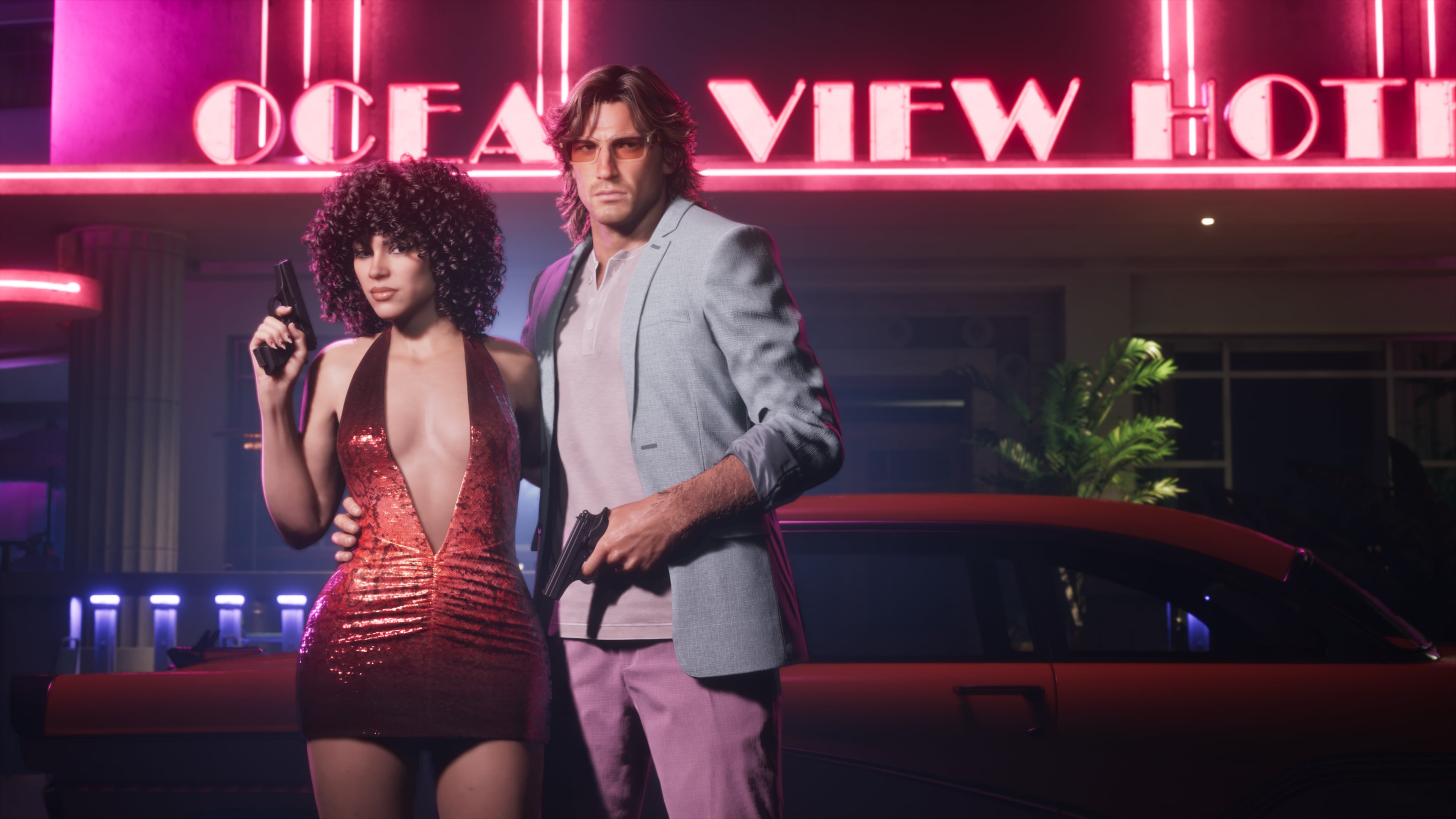GTA VI|Official Rockstar Vintage Vice City Pack image showing the Ocean View Hotel.